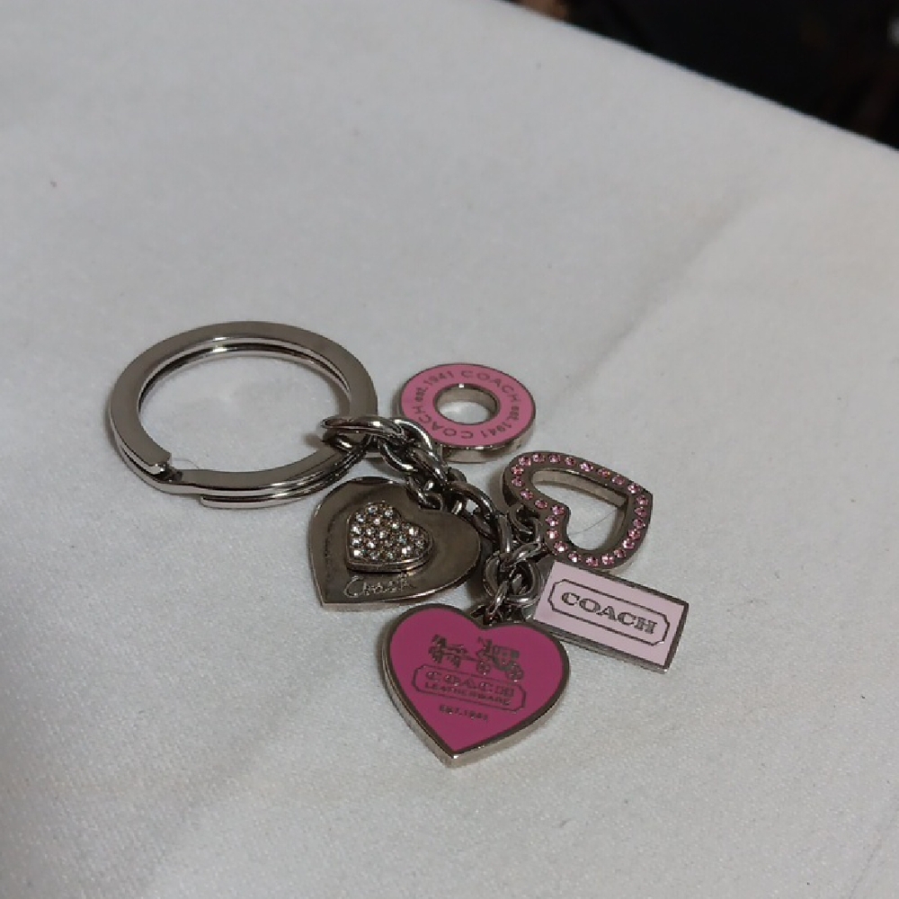 Coach Heart Key Ring Pink & Silver NWOT